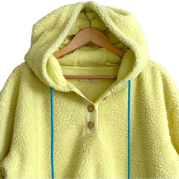 ANTHROPOLOGIE Porridge Vibrant Cozy Boxy Casual Sherpa Fleece Hoodie Size M - Picture 4 of 13